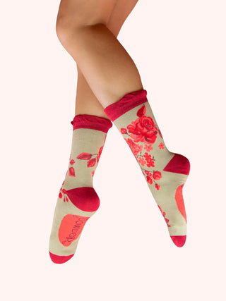 Ladies' Socks - Beautiful Butterflies in Rose