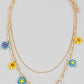 Layered Chain Link Flower Bead Necklace