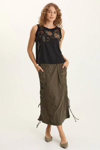 Katrine Soft Twill Embroidered Artisan Tank