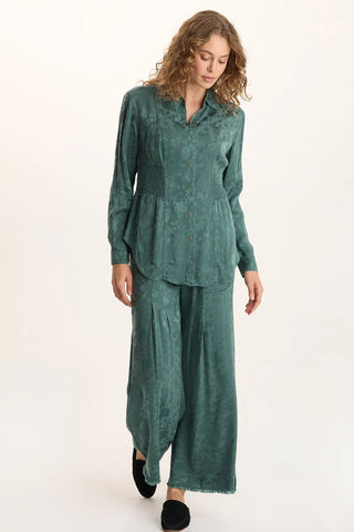 Twaina Textured Satin Soft Volume Wide Leg Pant