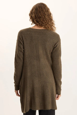 Bayek Longline Open-Front Knit Cardigan