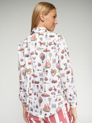 Vintage Print White Shirt