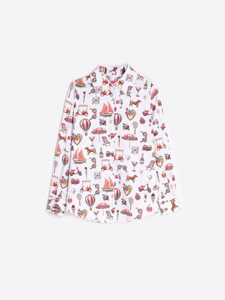 Vintage Print White Shirt