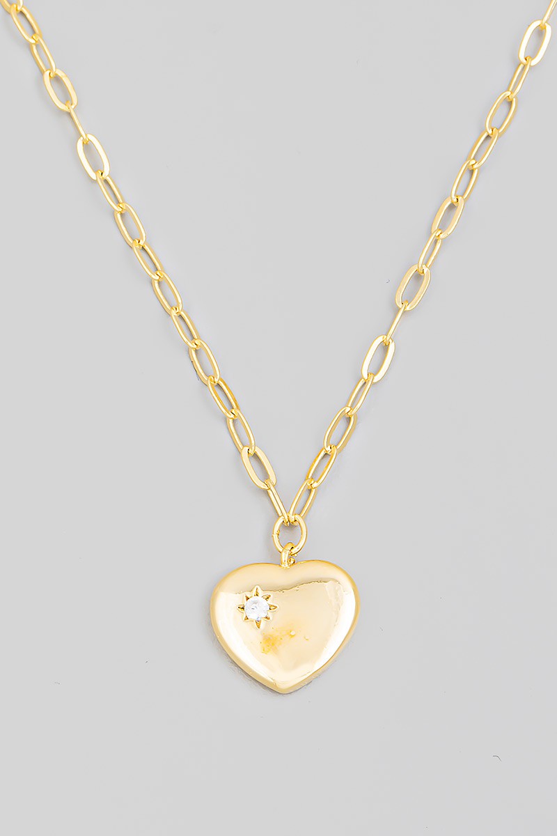 Metallic Heart Pendant Necklace