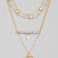 Layered Chain Circle Sun Cutout Charm Necklace