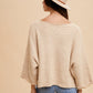 LOW GUAGE THREE QUATER SLEEVE V NECK SWEATER