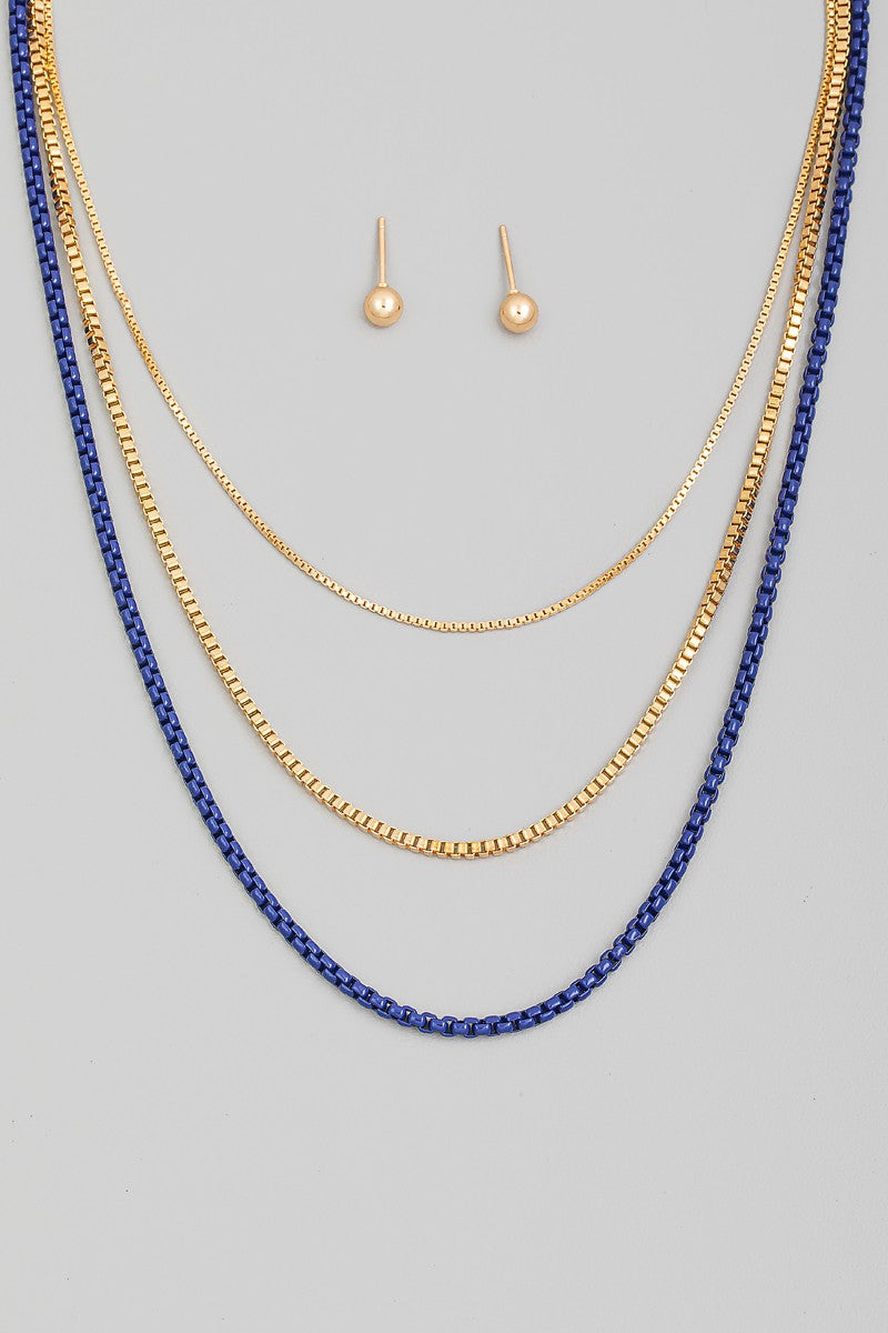 Assorted Layered Box Chain Necklace Set