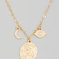 Pave Moon Eye Hammered Disc Charm Necklace