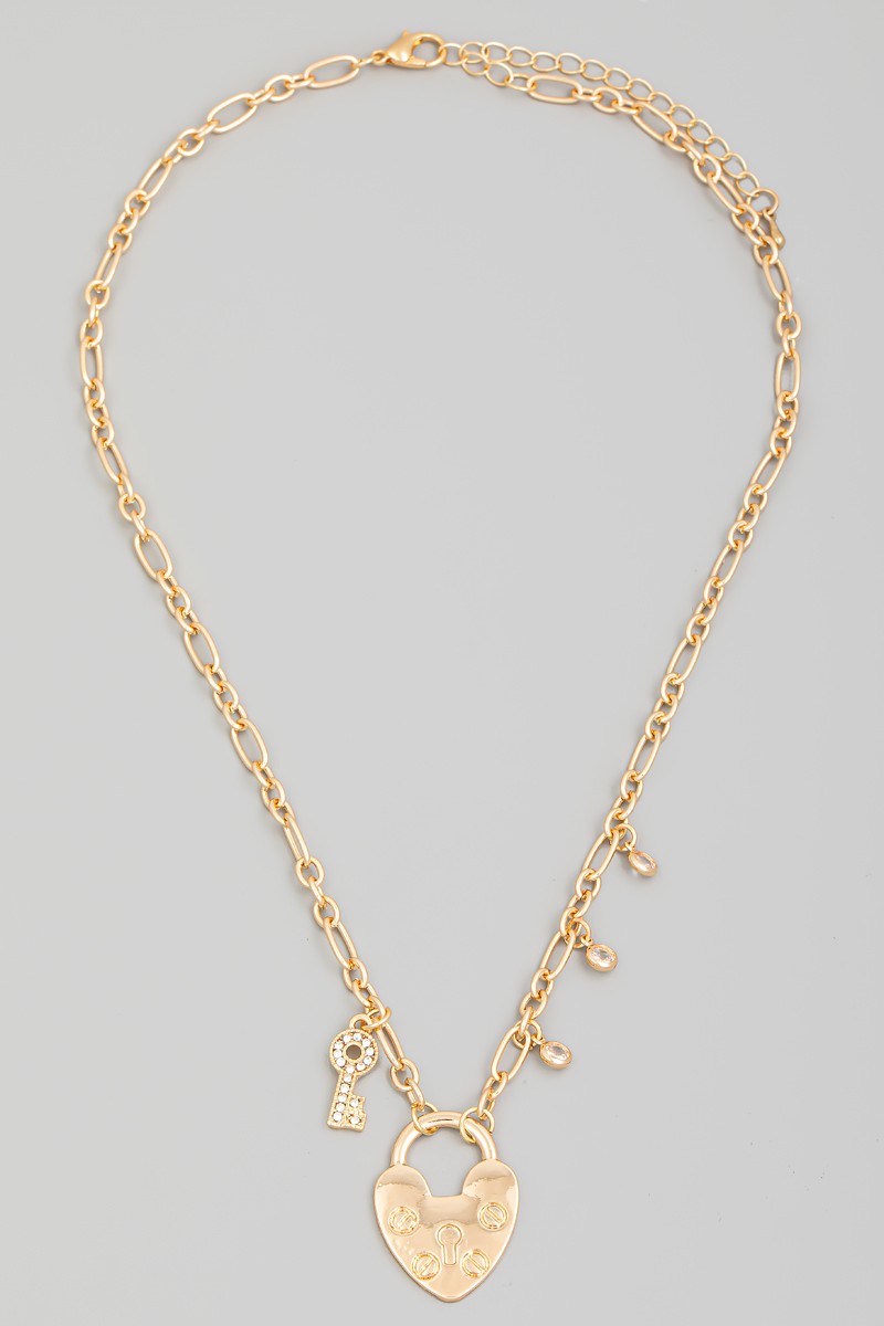 Heart Lock Key Pendant Necklace