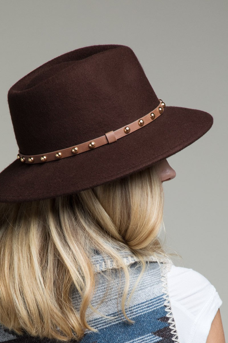 Wool Gold Studded Fedora (3 colors)