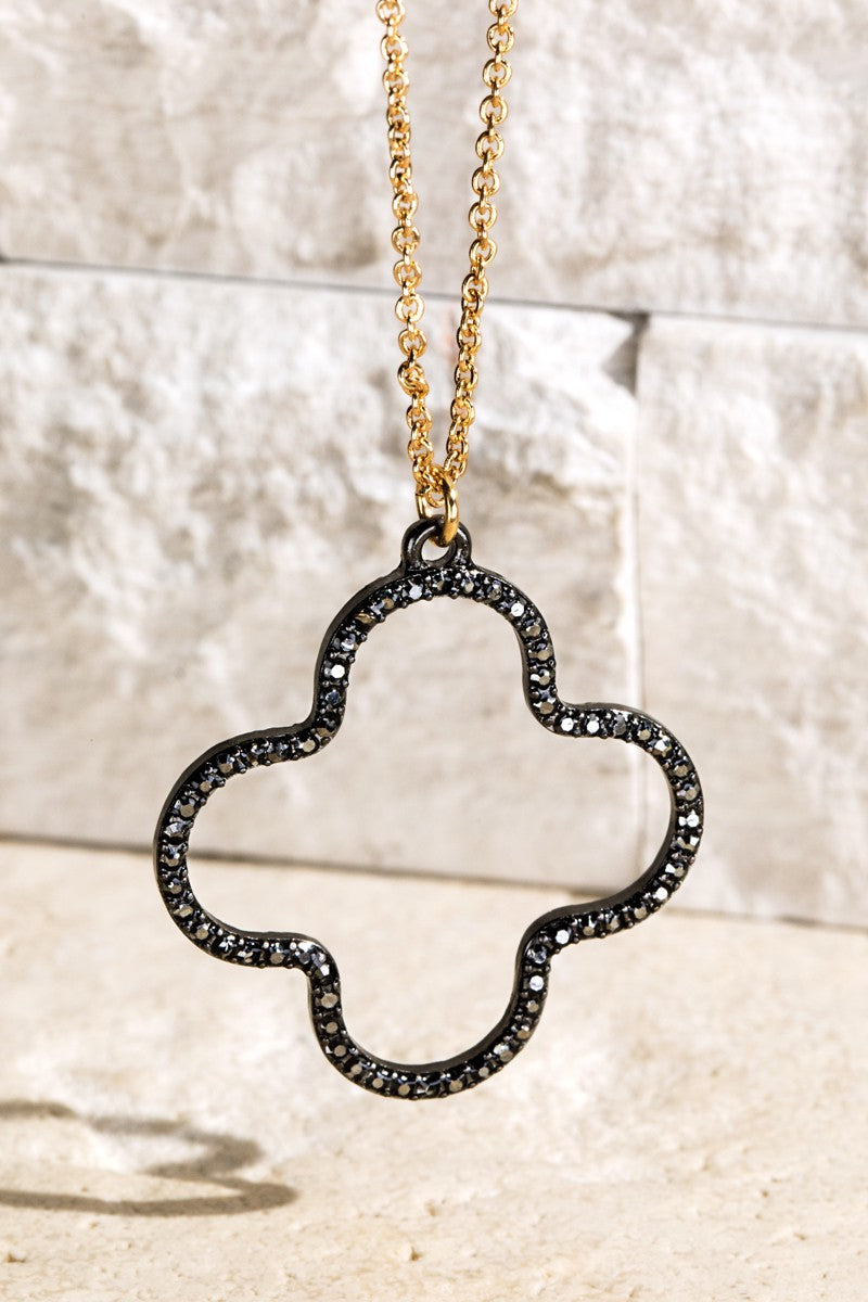 Clover Pave Crystal Necklace