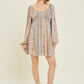 Stripe Floral Sweetheart-Neck Smocked Dress