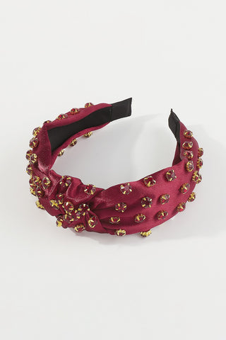 Satin Rhinestone Topknot Headband