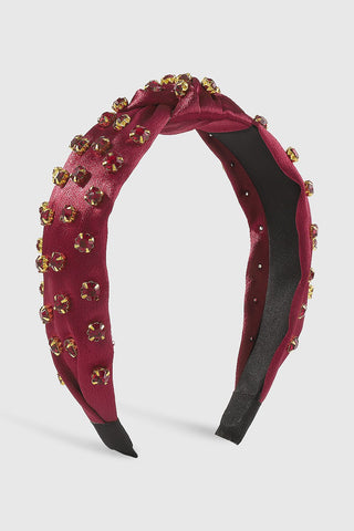 Satin Rhinestone Topknot Headband