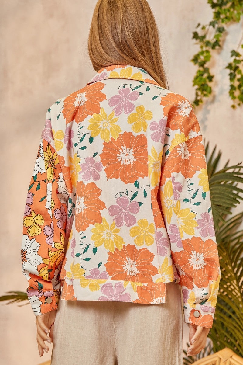 Long Sleeve Floral Print Jacket