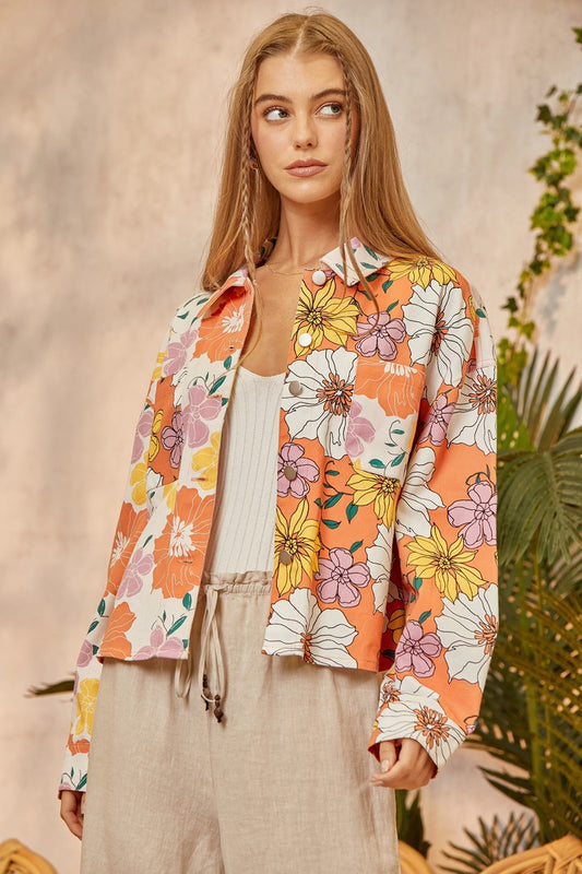 Long Sleeve Floral Print Jacket