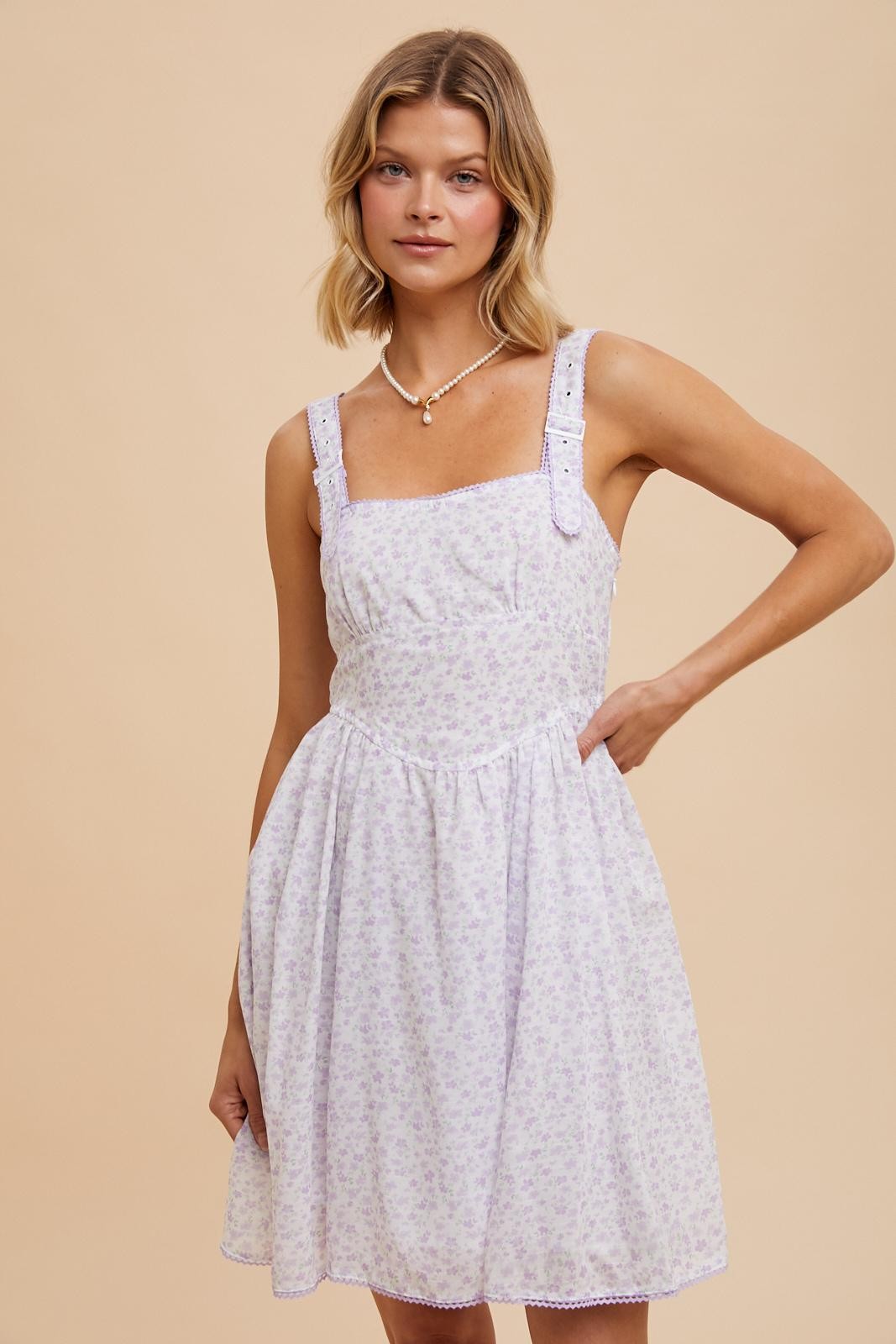 Floral Apron Style Utility Mini Dress