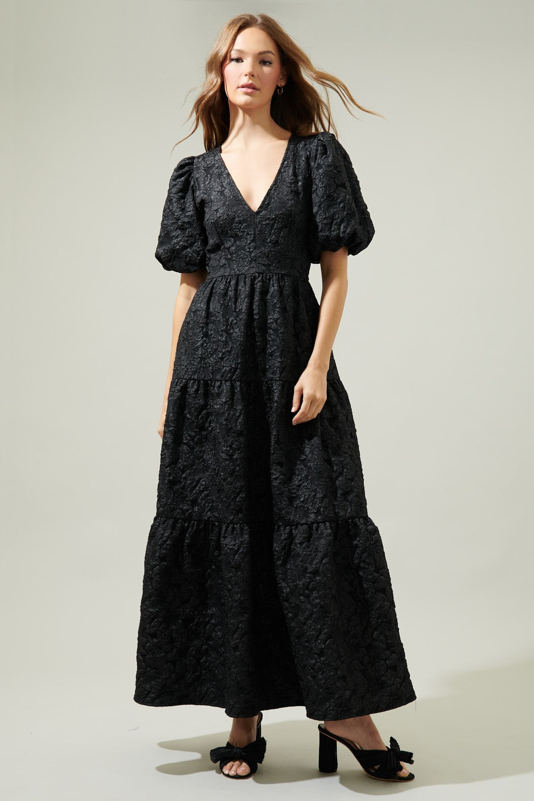 Arielle Jacquard Maxi Tiered Dress