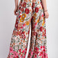 Flare Wide Leg Smocked Long Pants - Rose