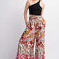 Flare Wide Leg Smocked Long Pants - Rose