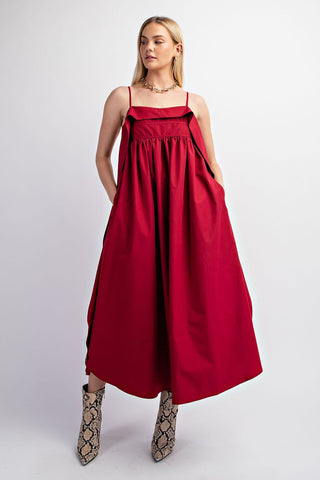 Open Back Midi Dress Tropical Raspberry