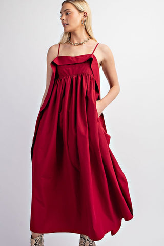 Open Back Midi Dress Tropical Raspberry