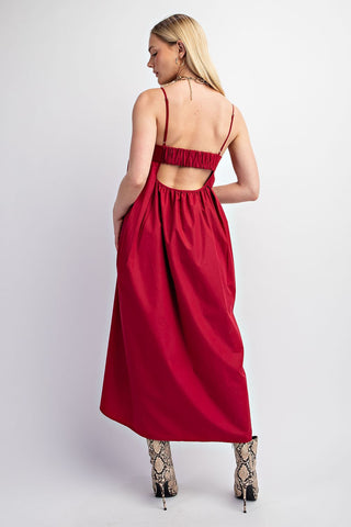 Open Back Midi Dress Tropical Raspberry