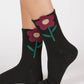 BLACK FLORAL DESIGN KNITTED SOCKS