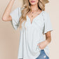 Light Sage Split Neck Crinkled Blouse