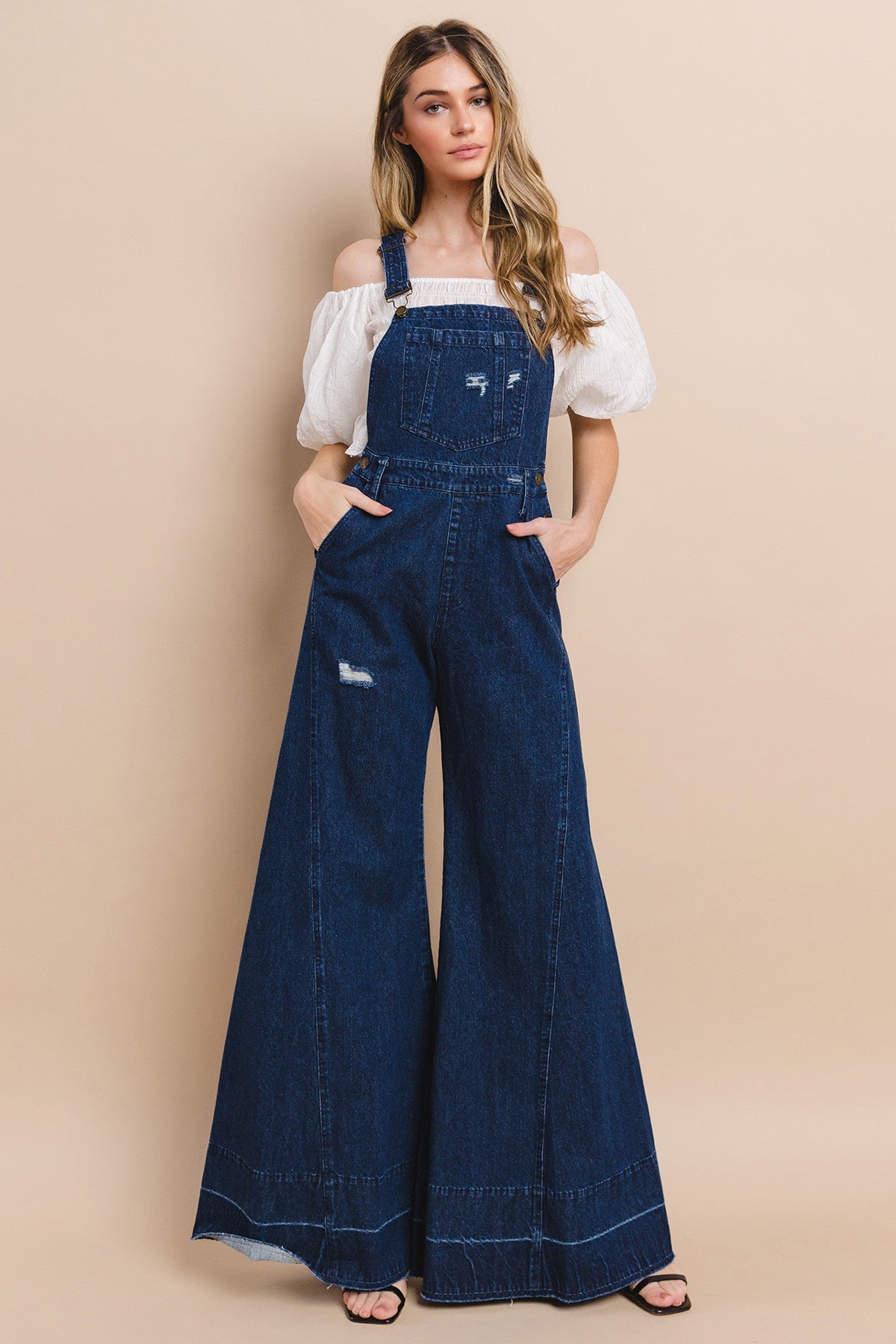 Dark Wide Leg Overalls