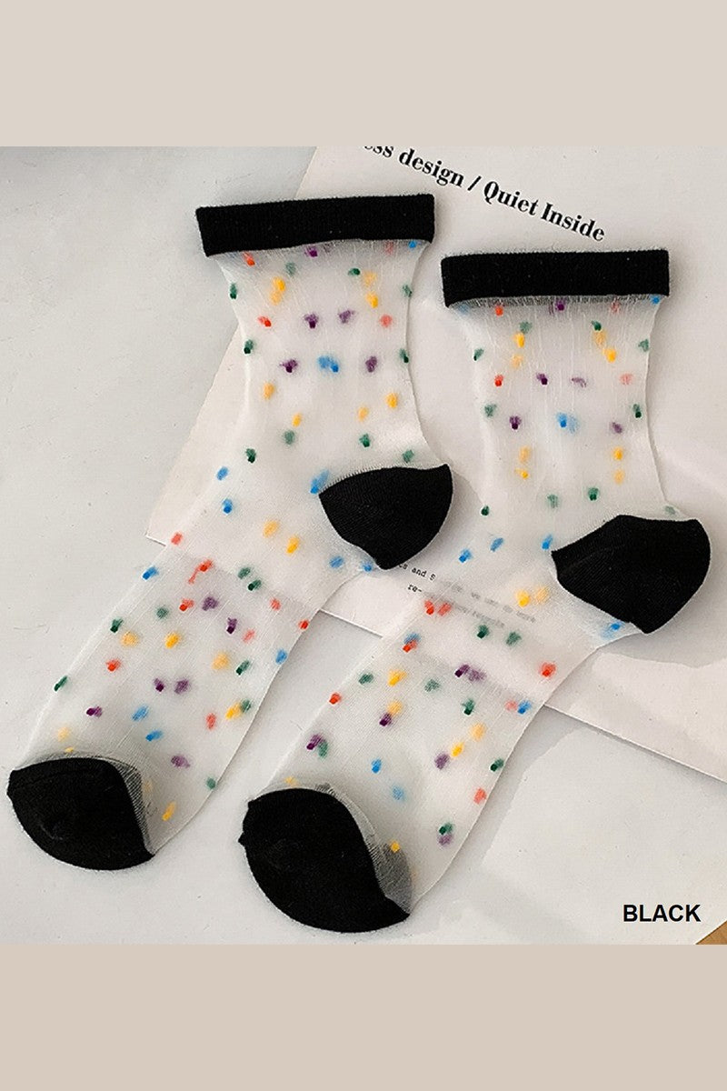 BLACK POLKA DOT CRYSTAL SOCKS