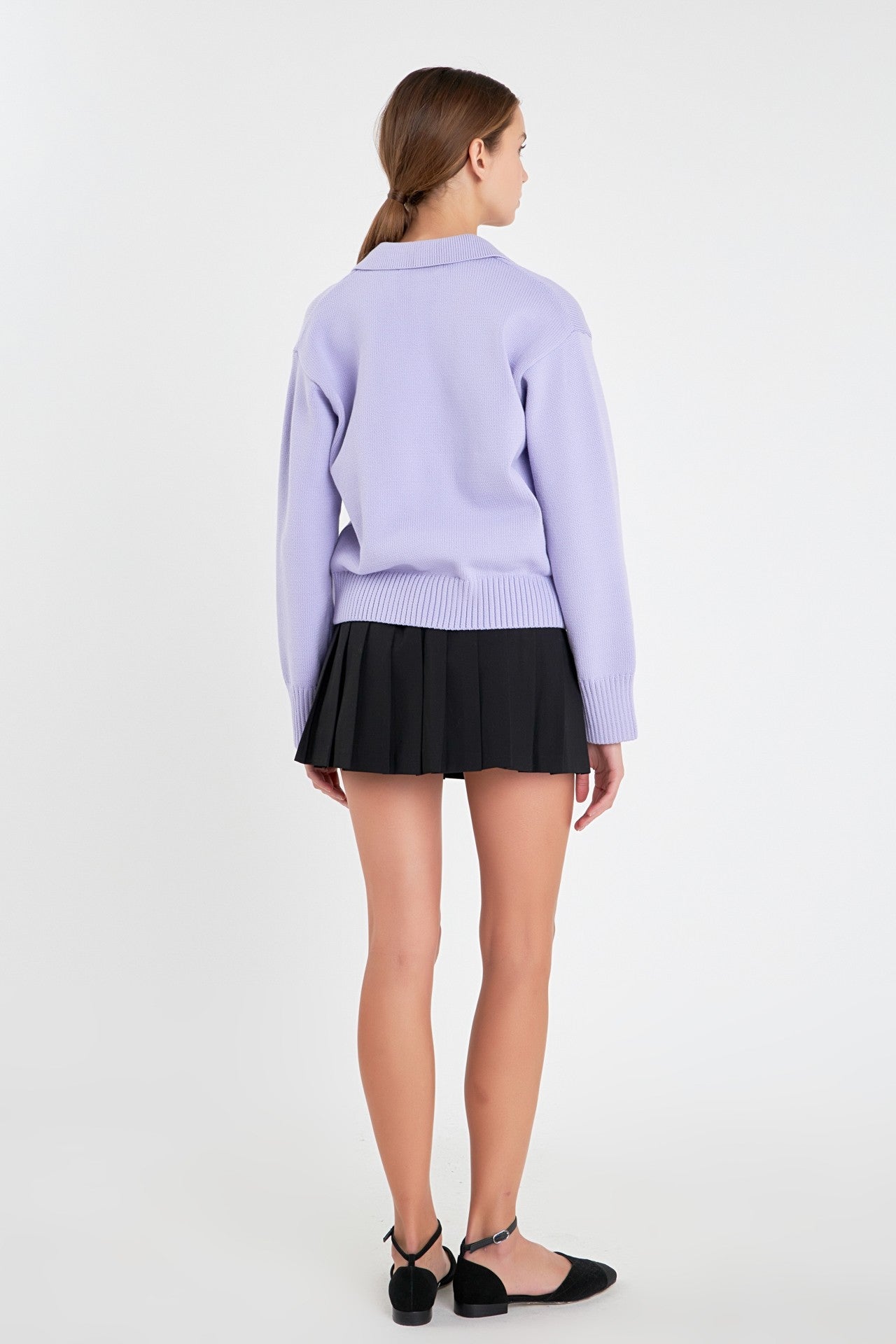 Collar V Neck Knit Lilac