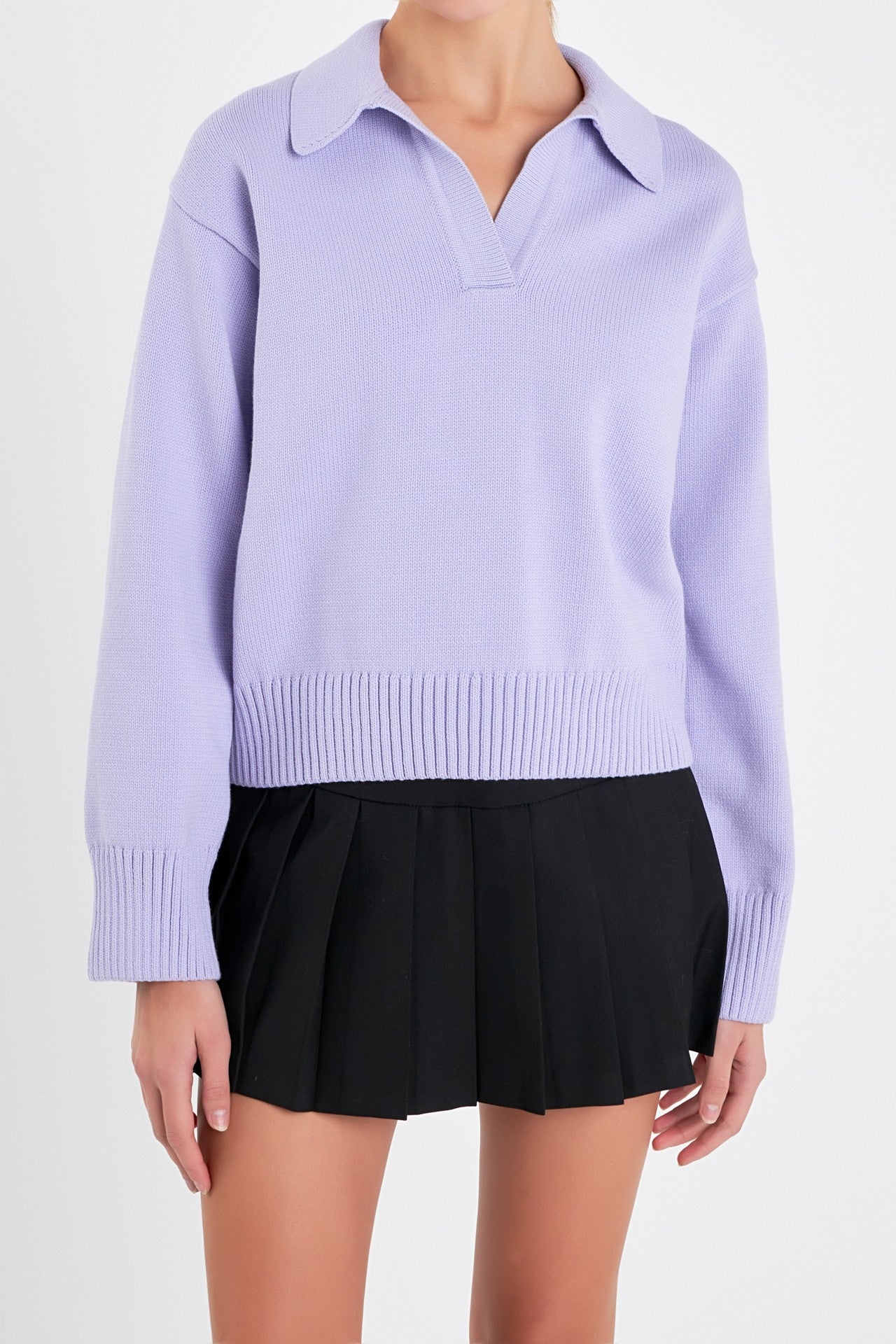 Collar V Neck Knit Lilac