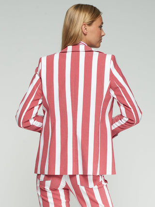 Red Striped Jacket w/ Fish Embroidery