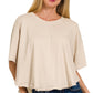 Cotton Round Neck Short Sleeve Top - Sand