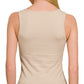 Cotton Square Neck Cropped Top - Sand