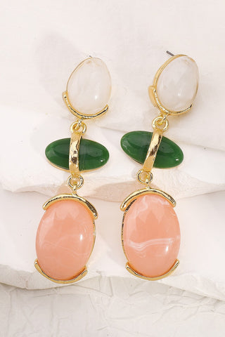 Summer Tiered Geometric Dangle Earrings