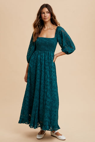 Jacquard Ruffled Maxi Dress