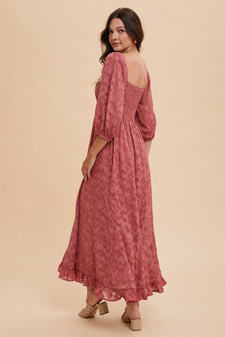 Jacquard Ruffled Maxi Dress