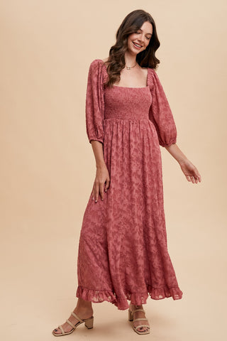 Jacquard Ruffled Maxi Dress