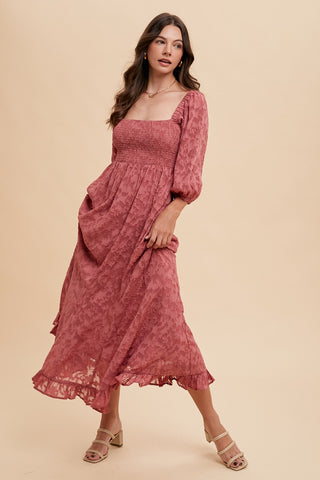 Jacquard Ruffled Maxi Dress
