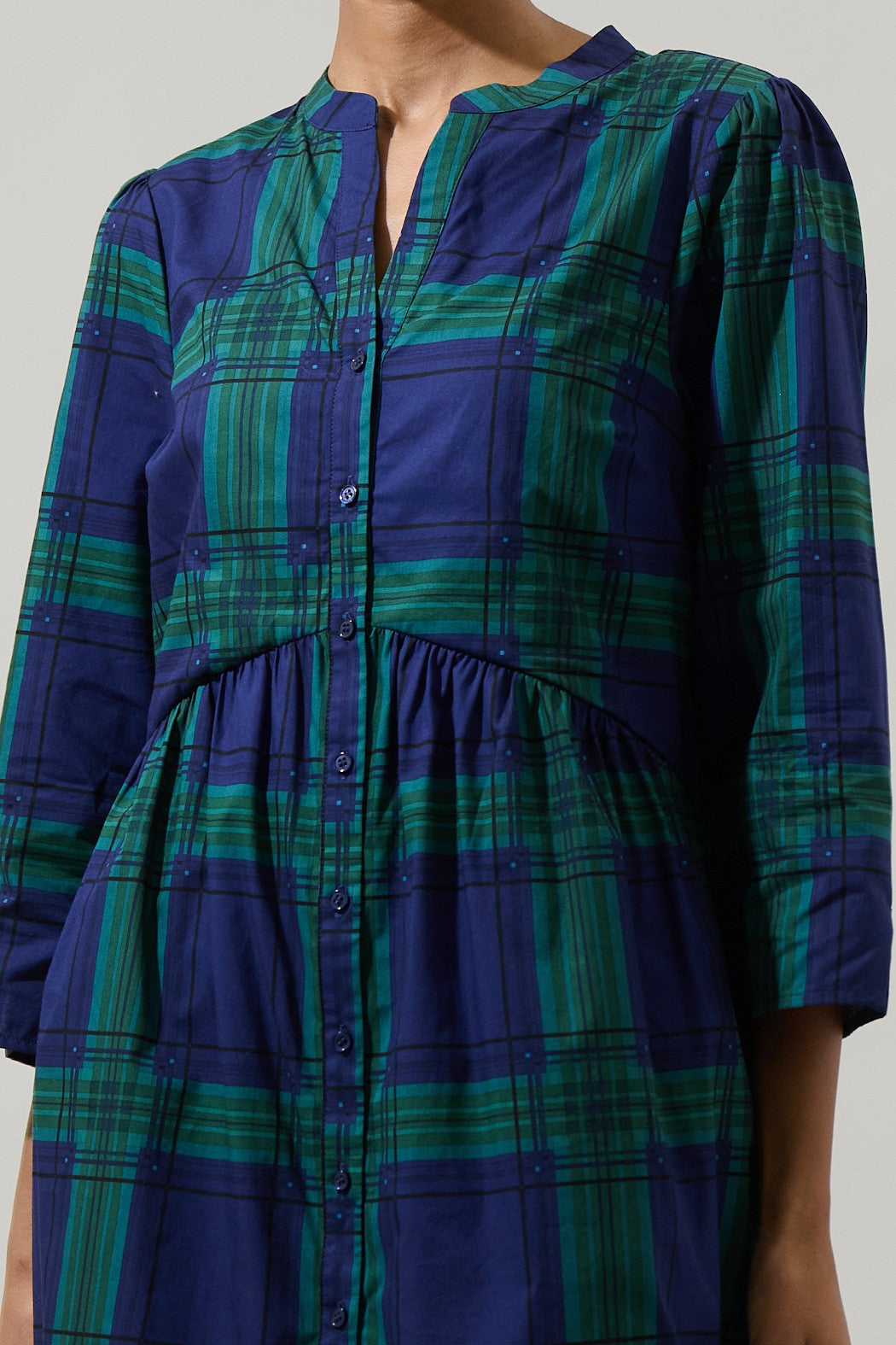 Harrisville Plaid Bruth Button Down Mini Dress