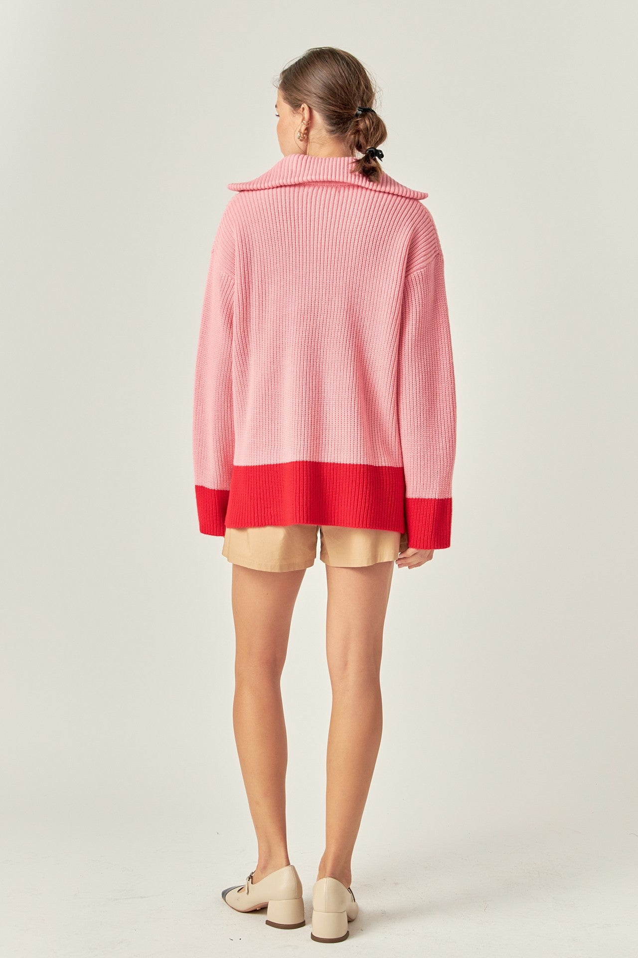 Contrast Zip Pullover Sweater