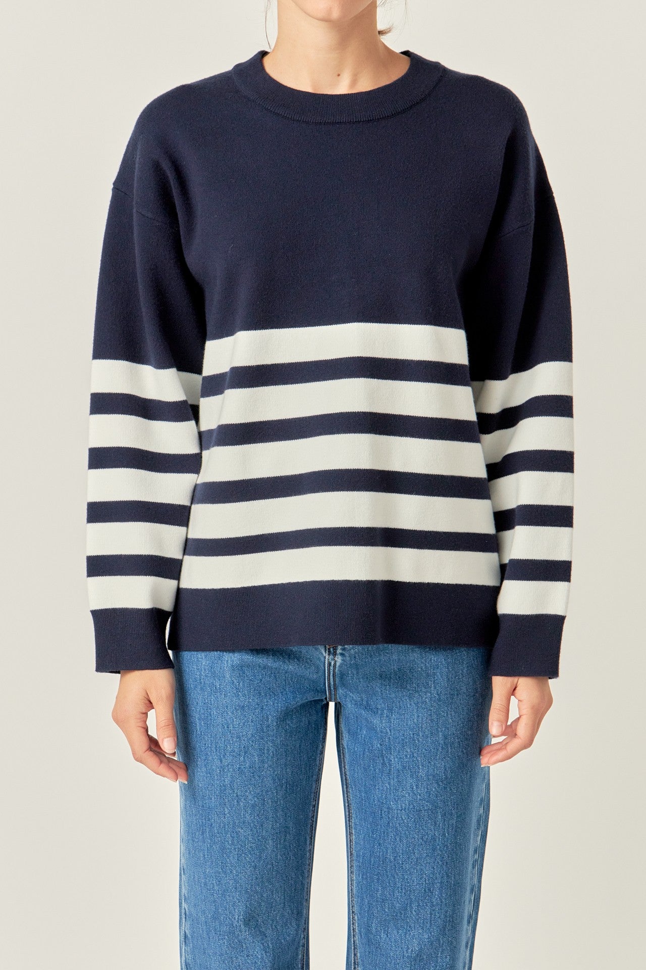 stripe round neck sweater