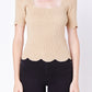 Scallop Hem Square Neck Sweater