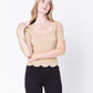 Scallop Hem Square Neck Sweater