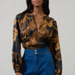 Palm Tropics Midnight Jovie Satin Raglan Blouse