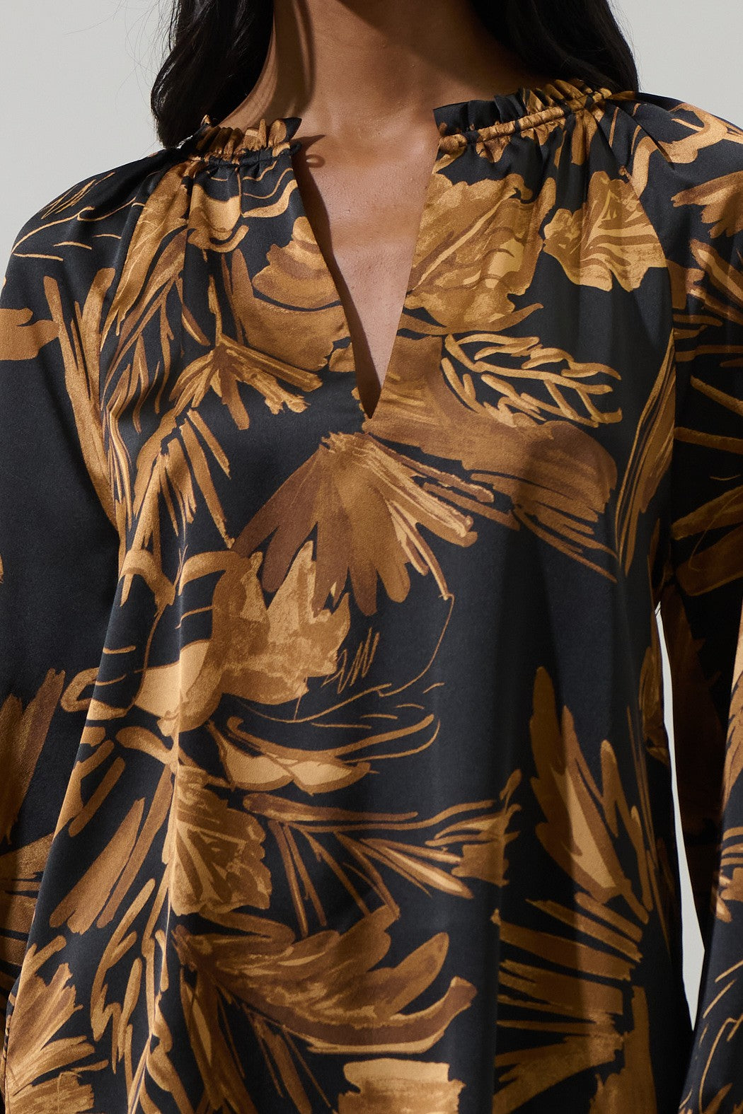 Palm Tropics Midnight Jovie Satin Raglan Blouse