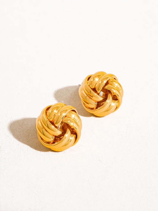 18K Gold Basket Weaved Classic Studs