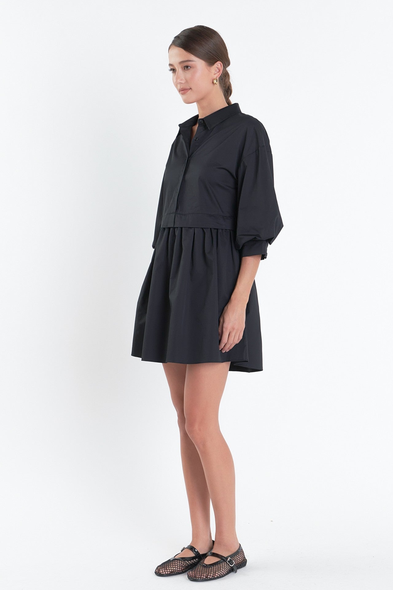 Puff Sleeve Shirt Dress